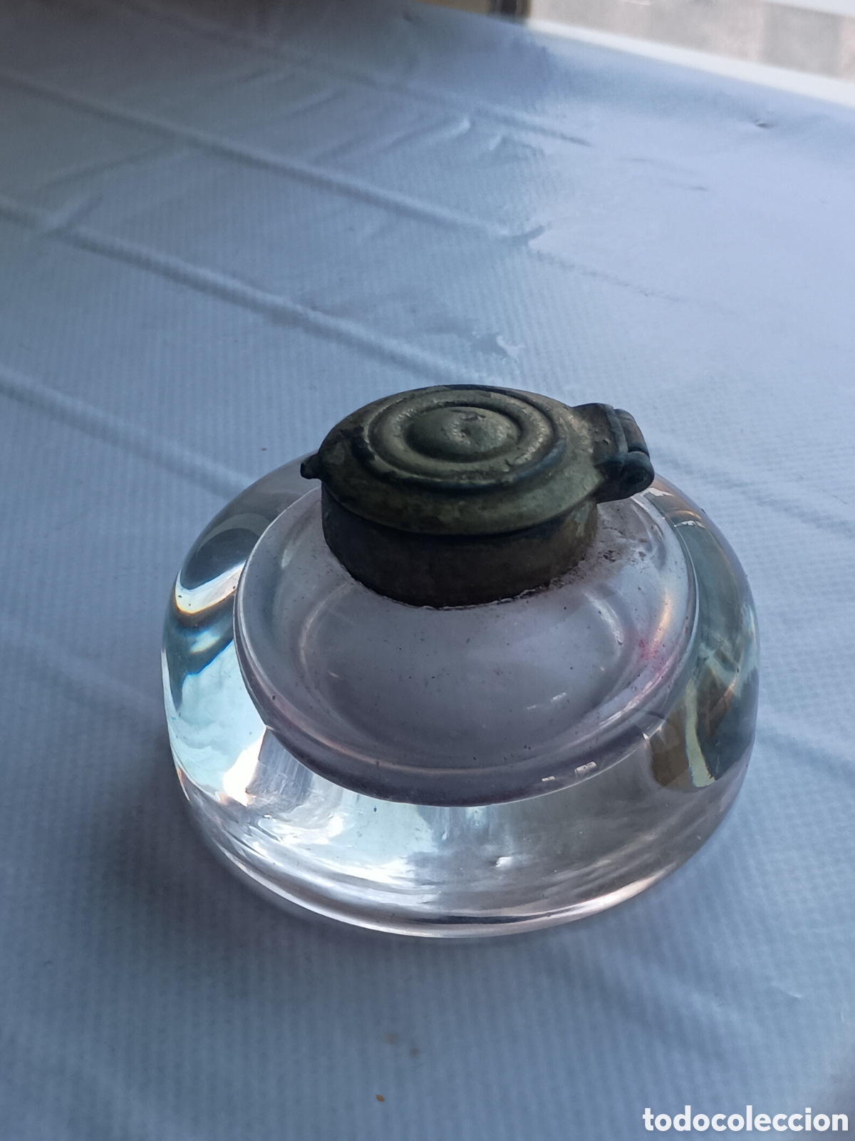 Escriban&iacute;a: Tintero de cristal y metal - Foto 1