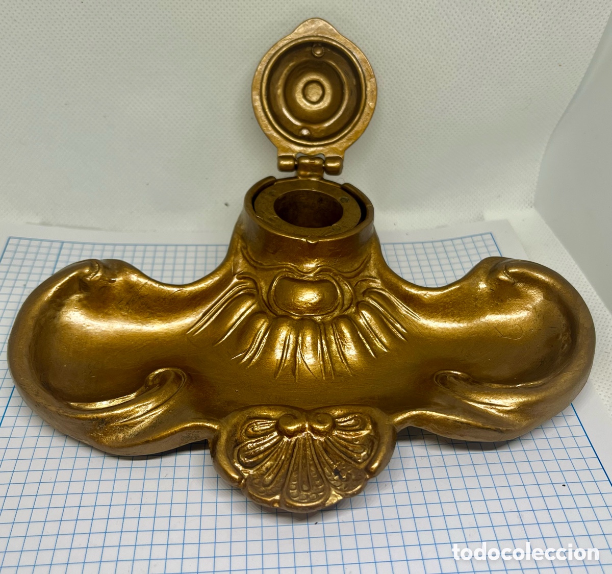 Escriban&iacute;a: TINTERO ESTILO ART NOUVEUAU DE BRONCE - Foto 2