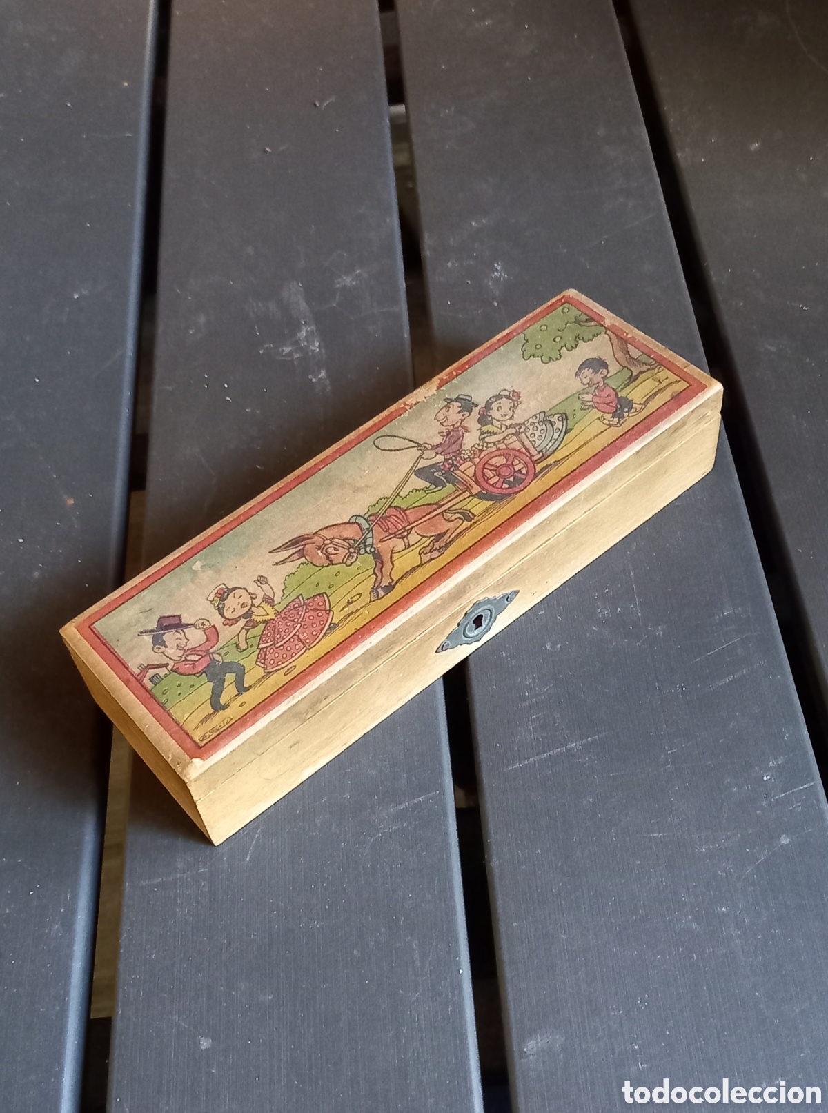 Escriban&iacute;a: ANTIGUO ESTUCHE DE MADERA DE COLEGIO - Foto 1