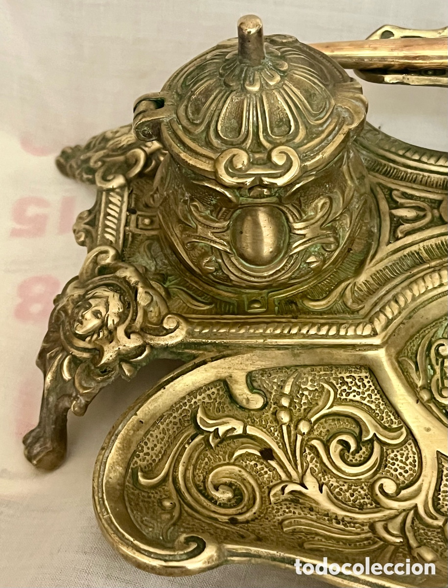 Escriban&iacute;a: ESCRIBAN&Iacute;A DE BRONCE DEL SIGLO XIX ( 2 TINTEROS ) - Foto 3