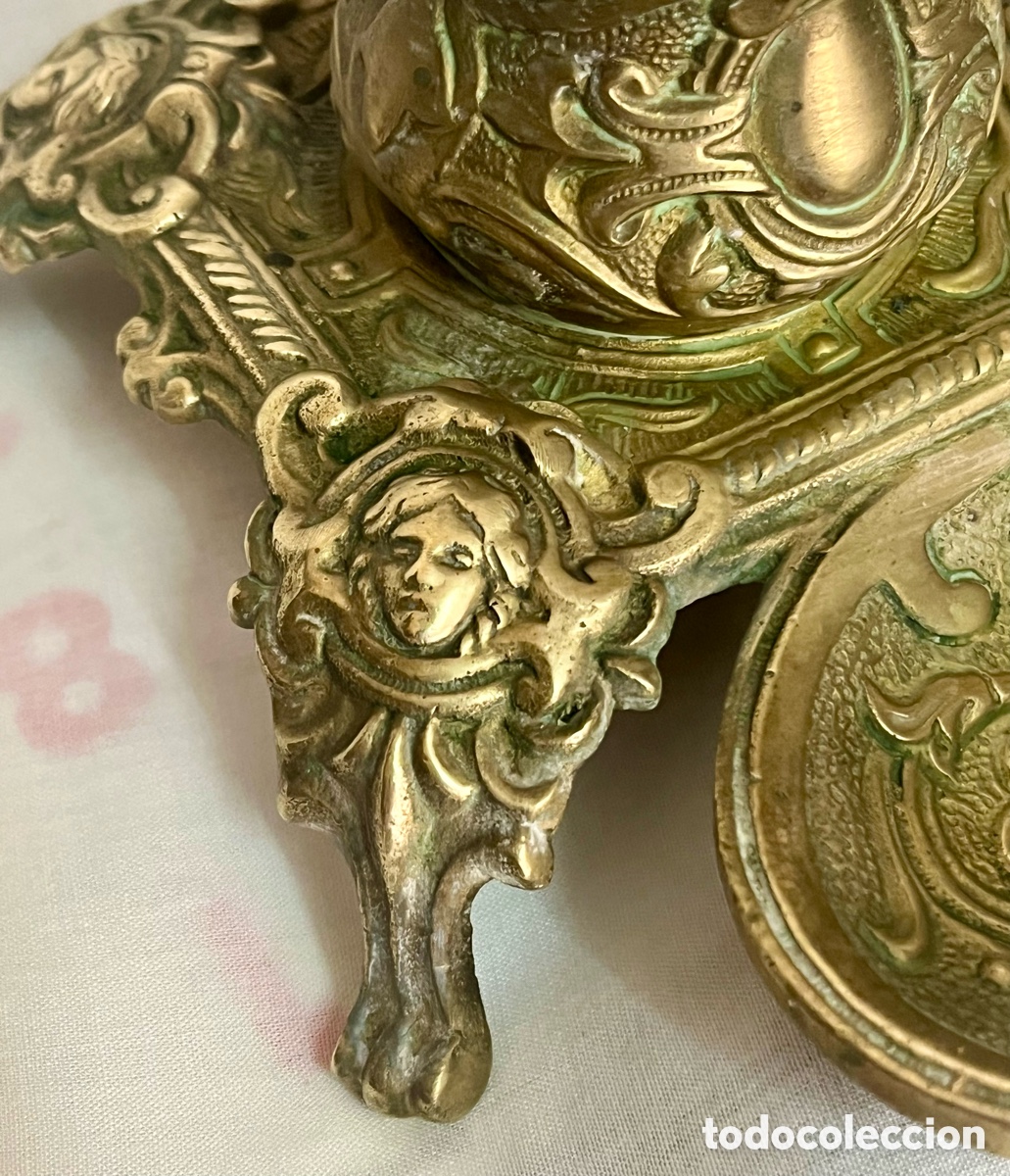 Escriban&iacute;a: ESCRIBAN&Iacute;A DE BRONCE DEL SIGLO XIX ( 2 TINTEROS ) - Foto 4