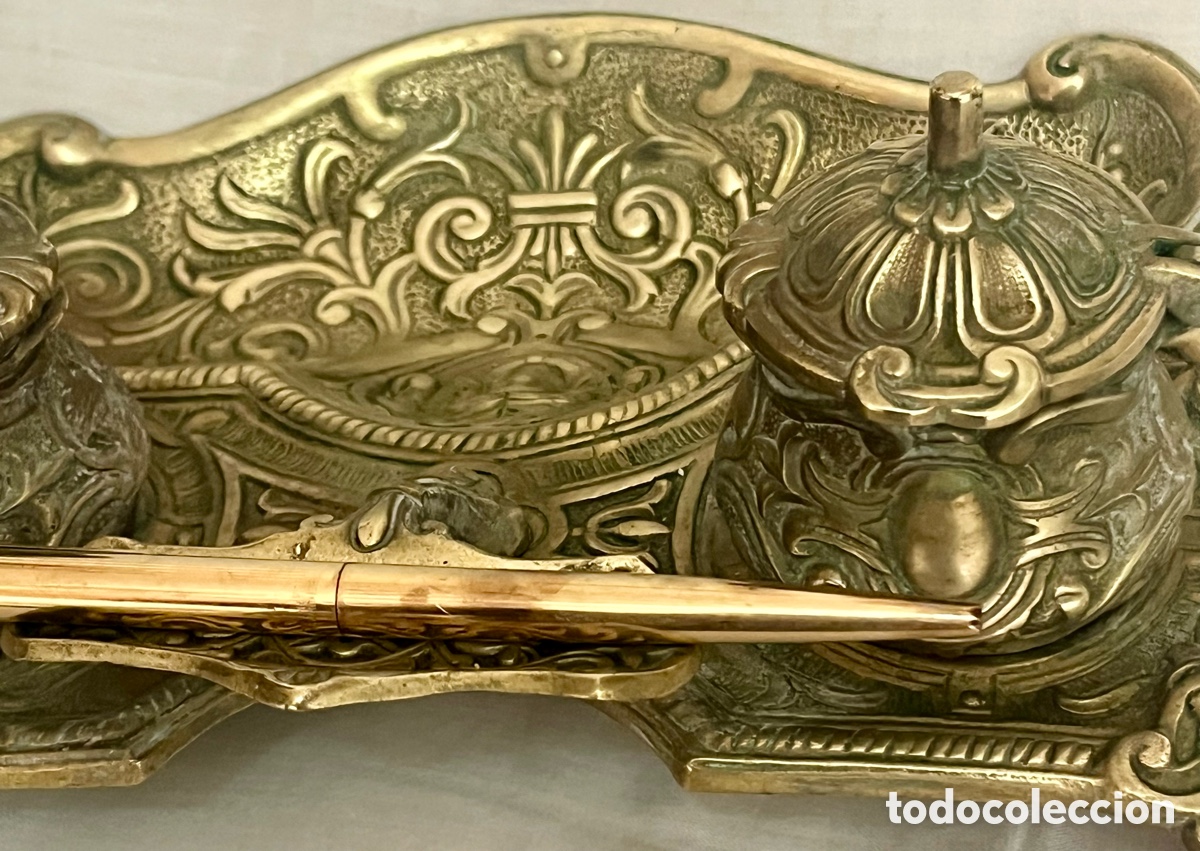 Escriban&iacute;a: ESCRIBAN&Iacute;A DE BRONCE DEL SIGLO XIX ( 2 TINTEROS ) - Foto 18