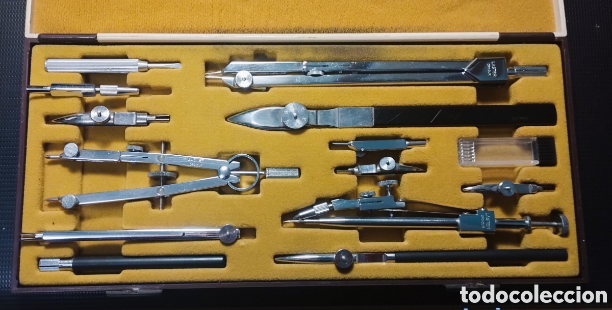 Escrita: LASTER 330 - CAJA CONJUNTO DE COMPASES - VINTAGE - SIN USO - A&Ntilde;OS 1960-1970?