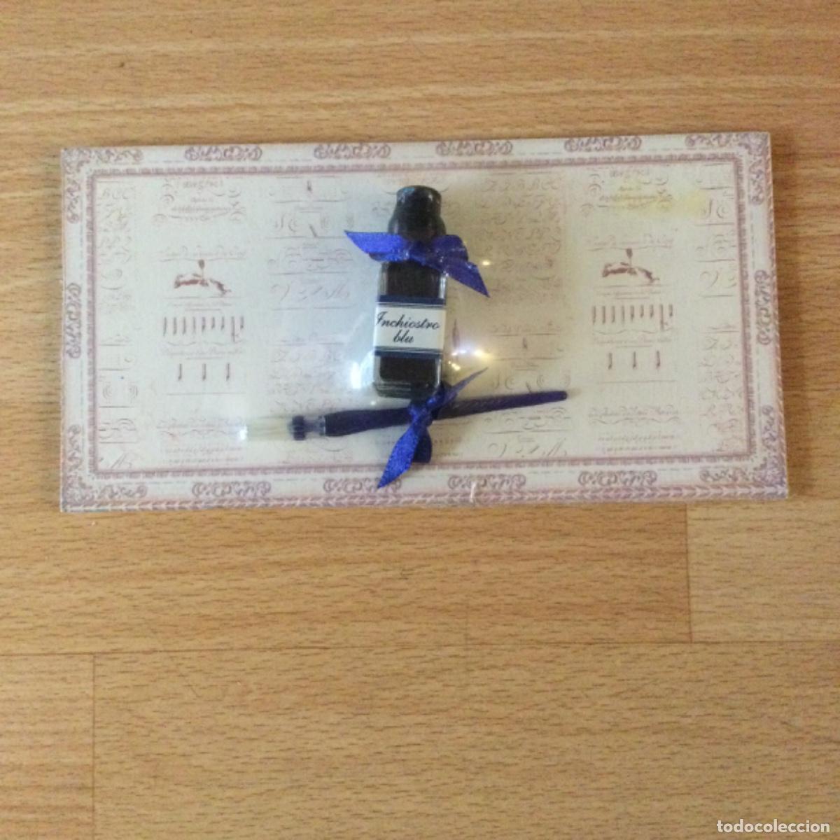 Escriban&iacute;a: Mini pluma en vidrio. 8,5 cms + frasquito tinta NUEVA - Foto 1