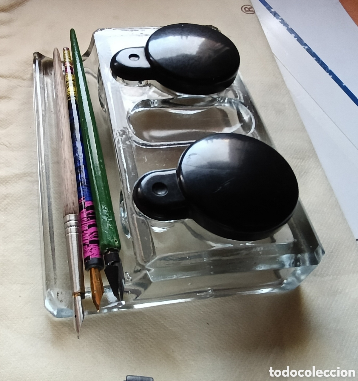 Escriban&iacute;a: Escriban&iacute;a de cristal con reposa plumas - Foto 4