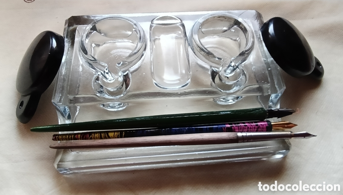 Escriban&iacute;a: Escriban&iacute;a de cristal con reposa plumas - Foto 5
