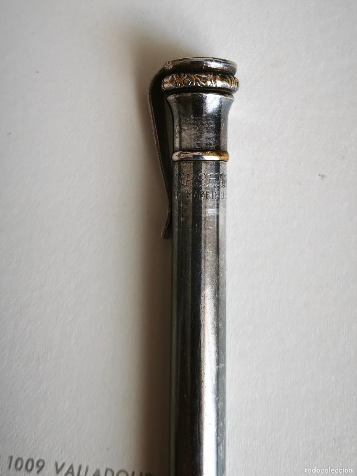 Escriban&iacute;a: Antiguo portaminas, silver plated, Evershap made in USA. 10,3 cms. - Foto 3