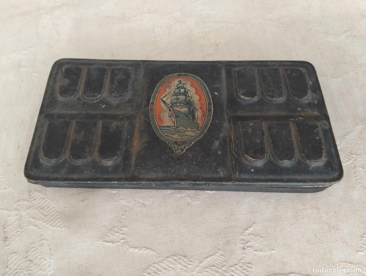 Escriban&iacute;a: Estuche cajita de lata con compartimientos para pinturas o acuarelas pintor de los a&ntilde;os 50