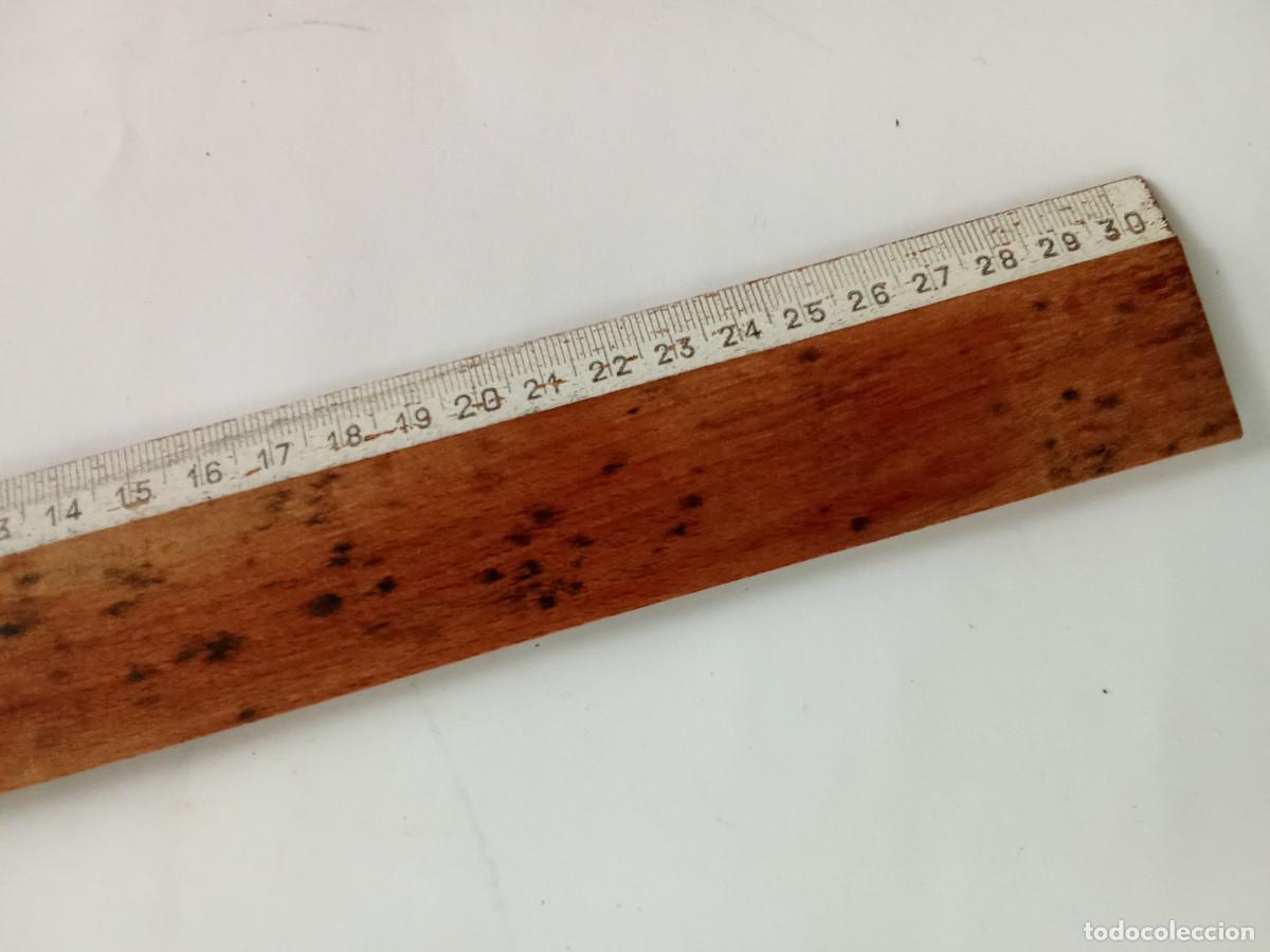Escriban&iacute;a: Antigua regla escolar de madera 30 cm sin uso