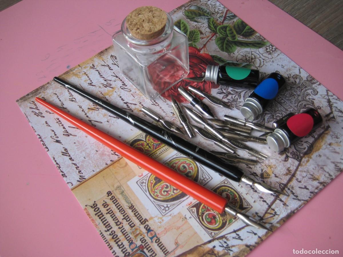 Escriban&iacute;a: LOTE PLUMILLAS, TINTA, PORTAPLUMAS, TINTERO