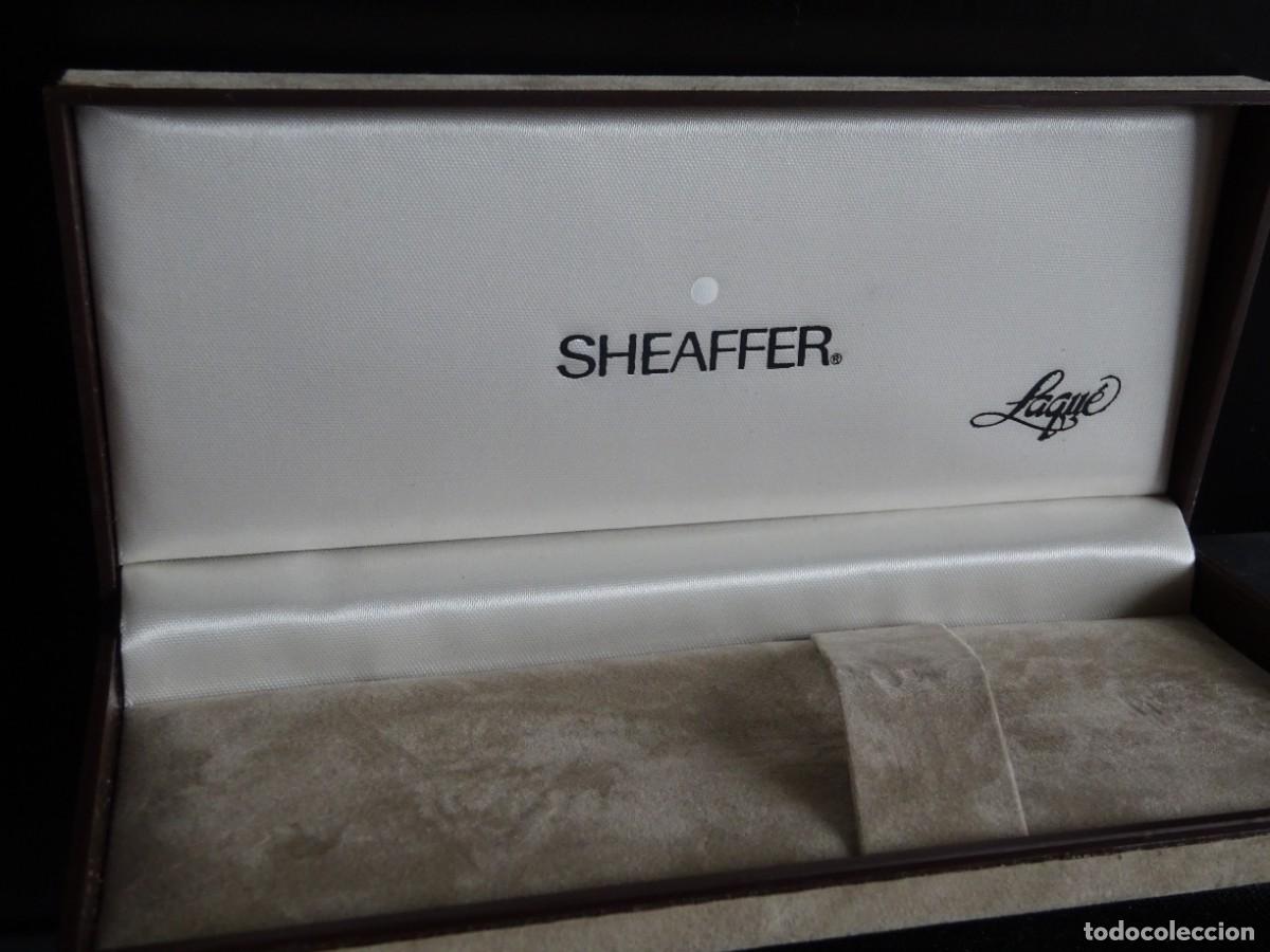 Escriban&iacute;a: CAJA O ESTUCHE PARA PLUMA O BOL&Iacute;GRAFO SHEAFFER LAQU&Eacute; EN TERCIOPELO GRIS, BUEN ESTADO