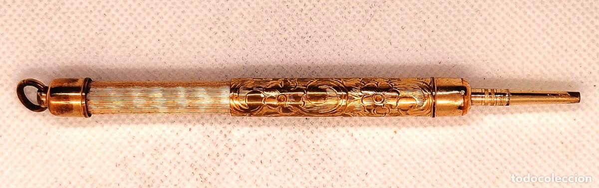 Outils d'&Eacute;criture: PORTA MINAS RETRACTIL - METAL ENCHAPADO EN ORO - CERRADO 6 cm - ABIERTO 12 cm - FUNCIONANDO CORRECTA