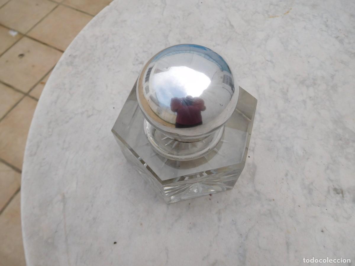 Escriban&iacute;a: Tintero alem&aacute;n antiguo de cristal y plata de Wilhelm Binder - Foto 2