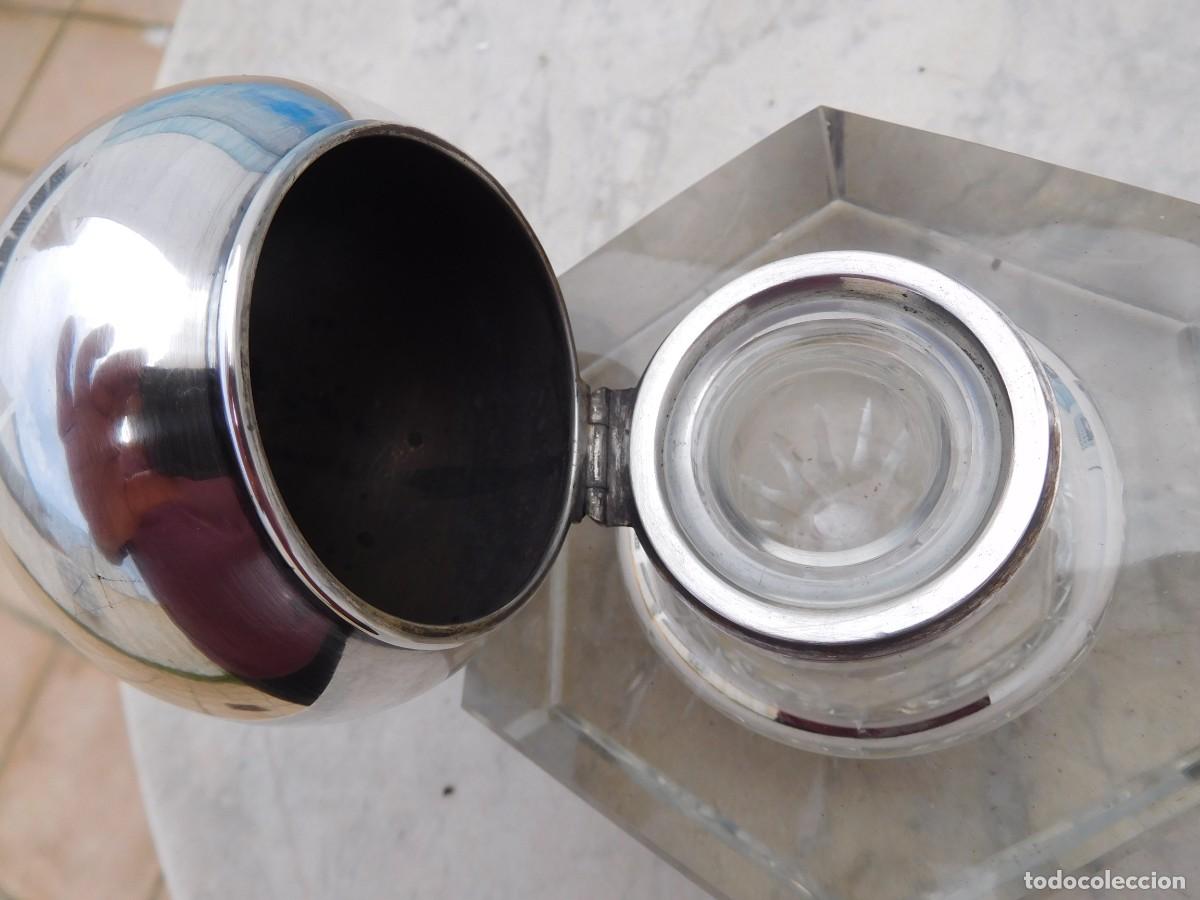 Escriban&iacute;a: Tintero alem&aacute;n antiguo de cristal y plata de Wilhelm Binder - Foto 9