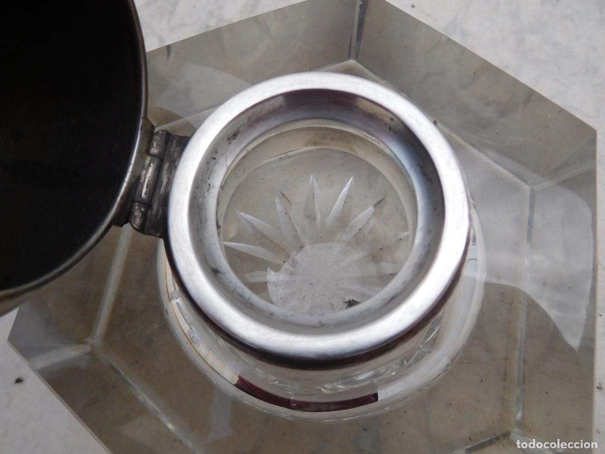 Escriban&iacute;a: Tintero alem&aacute;n antiguo de cristal y plata de Wilhelm Binder - Foto 11