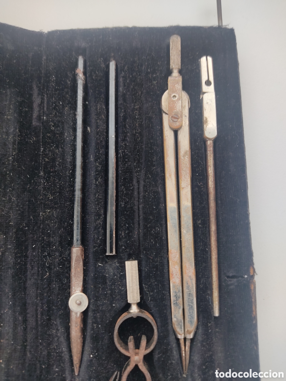 Escriban&iacute;a: ANTIGUO ESTUCHE CON JUEGO DE COMPASES - Foto 2