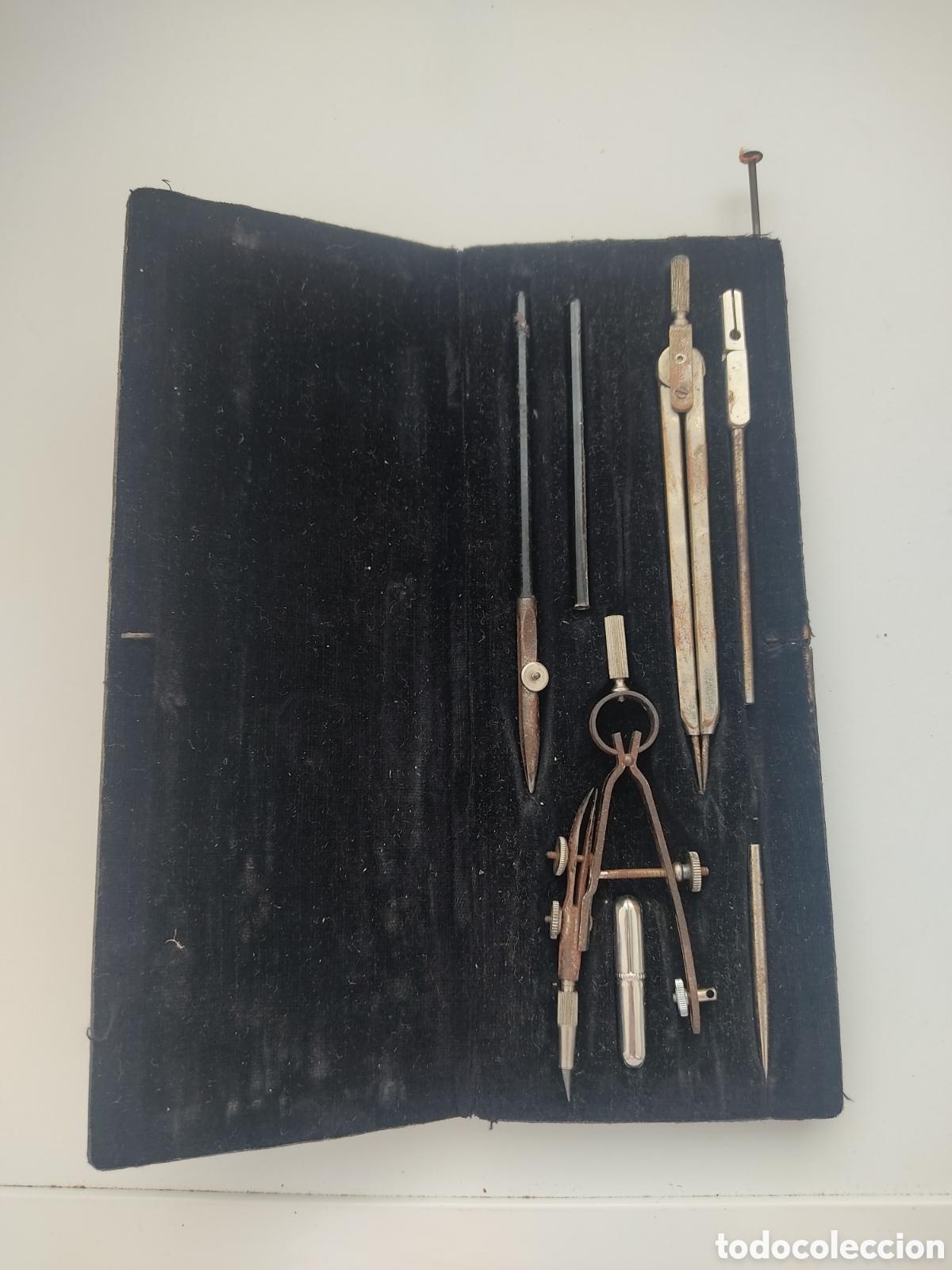 Escriban&iacute;a: ANTIGUO ESTUCHE CON JUEGO DE COMPASES - Foto 3