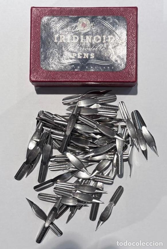 Escriban&iacute;a: CAJA DE PLUMILLAS IRIDINOID &ldquo;INCORRODIBLE PENS&rdquo;, E.S. PERRY LTD., INGLATERRA, S. XX