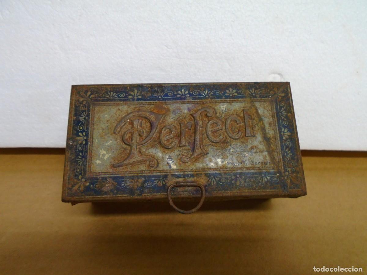Escriban&iacute;a: ANTIGUA IMPRENTA INFANTIL&rdquo;PERFECT&rdquo;MADE IN GERMANY.HOJALATA SERIGRAFIADA.12X7X5 CM.