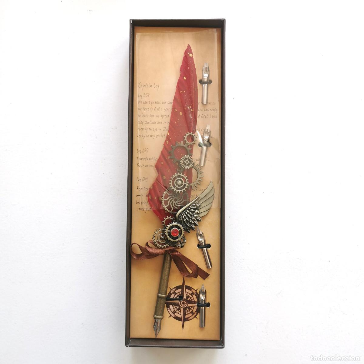 Escriban&iacute;a: Set pluma caligraf&iacute;a World Map Series estilo steampunk con plumillas y caja