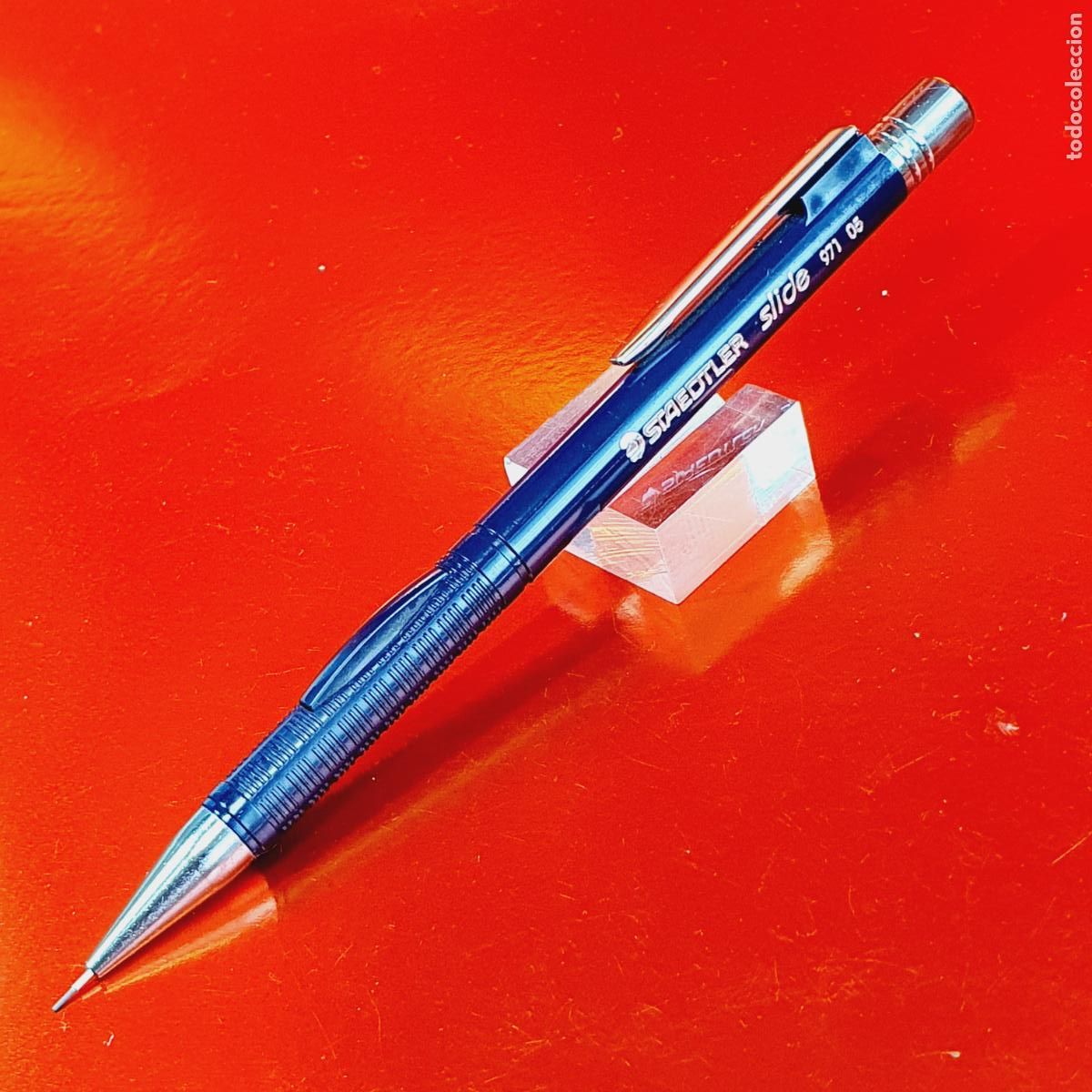 Writing Items: PORTAMINAS-STAEDTLER SLIDE 971 05+TUBO MINAS 0,5 MM-GERMANY-AZUL MARINO-EXCELENTE-VER FOTOGRAF&Iacute;AS