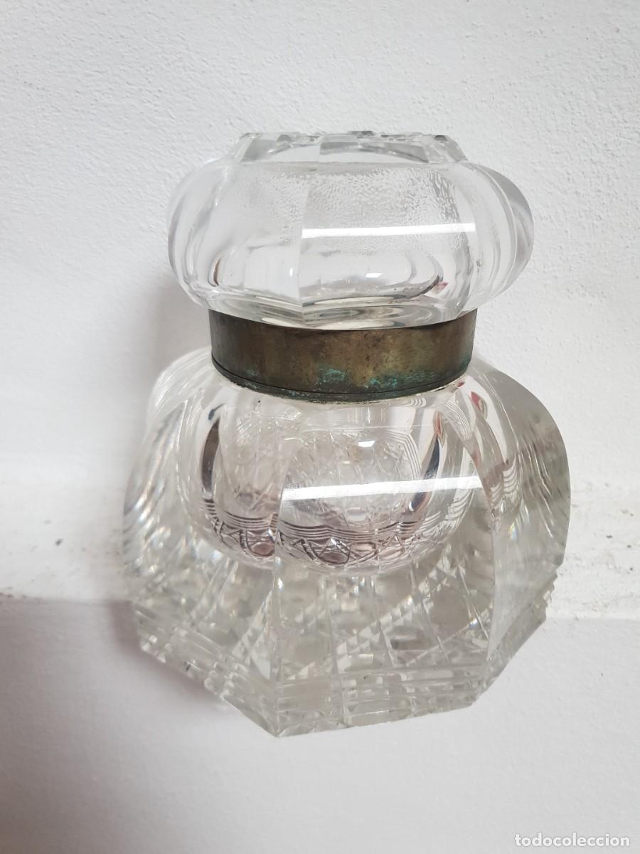 Escriban&iacute;a: Tintero cristal muy grande siglo xix