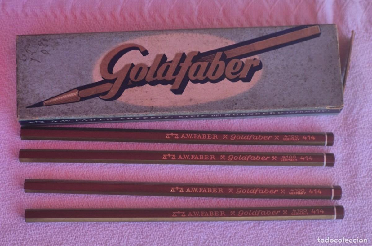 Escriban&iacute;a: A.W. FABER-CASTELL , STEIN&ndash; GOLDFABER n&ordm; 4100-414&ndash; Germany -caja con 4 l&aacute;pices-estuche cart&oacute;n