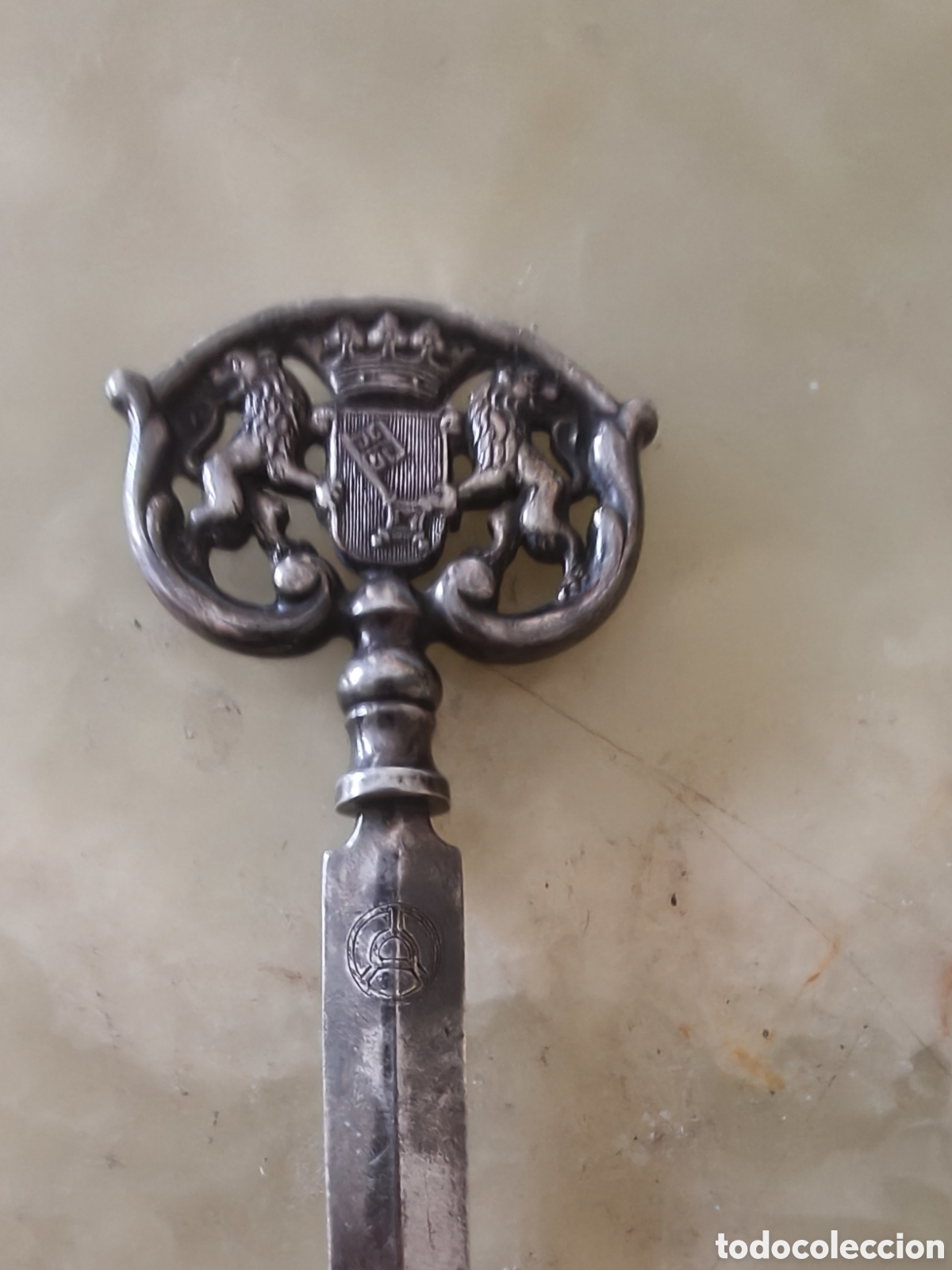 Escriban&iacute;a: ABRECARTAS ANTIGUO BA&Ntilde;ADO EN PLATA - Foto 2