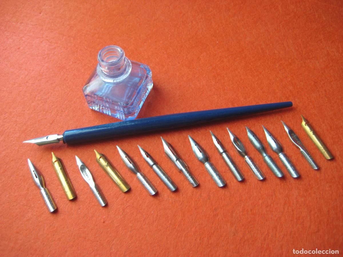 Escriban&iacute;a: 15 PLUMILLAS VINTAGE PORTAPLUMAS, MINI TINTERO USADO