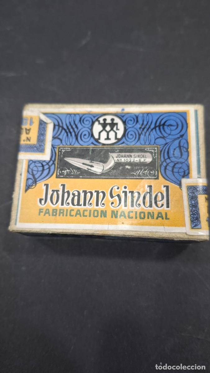 Escriban&iacute;a: ANTIGUA CAJA DE 100 PLUMILLAS N&ordm;1022,JOHANN SINDEL,CON PRECINTO,FAB.NACIONAL (DESCRIPCI&Oacute;N)