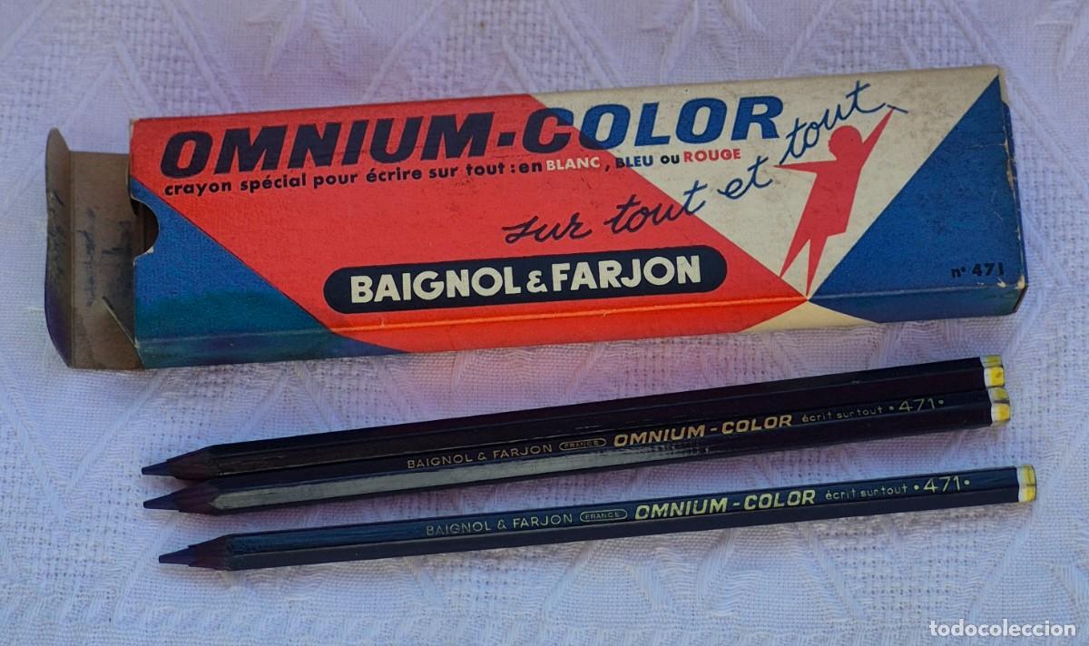 Escriban&iacute;a: BAIGNOL & FARJON-OMNIUM COLOR n&ordm; 471 &eacute;crit sur tout-FRANCE-caja con 3 l&aacute;pices-estuche cart&oacute;n