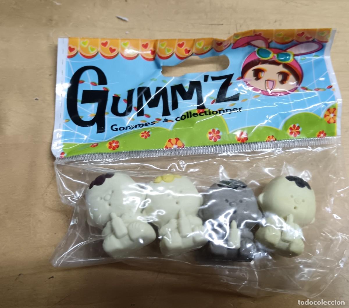 Escriban&iacute;a: BLISTER CON 4 GOMAS DE BORRAR BEB&Eacute;S CON BIBER&Oacute;N 3 CM. ALTURA