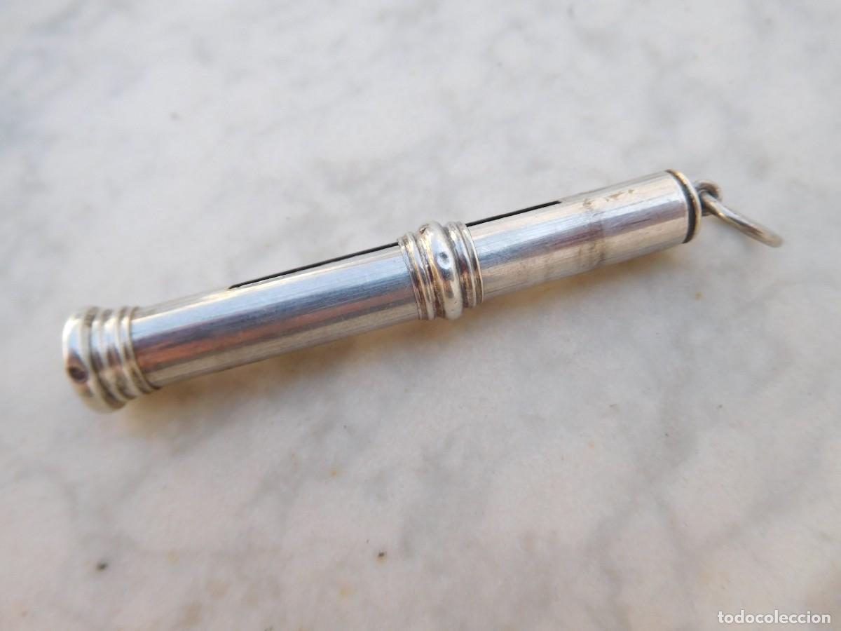 Escriban&iacute;a: Lapicero antiguo retr&aacute;ctil de plata W.V & S. William Vale & Sons 1898