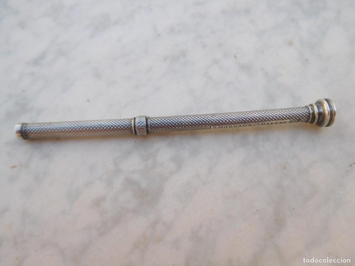 Escriban&iacute;a: Portaminas antiguo retr&aacute;ctil de plata S. Mordan & Co. Makers