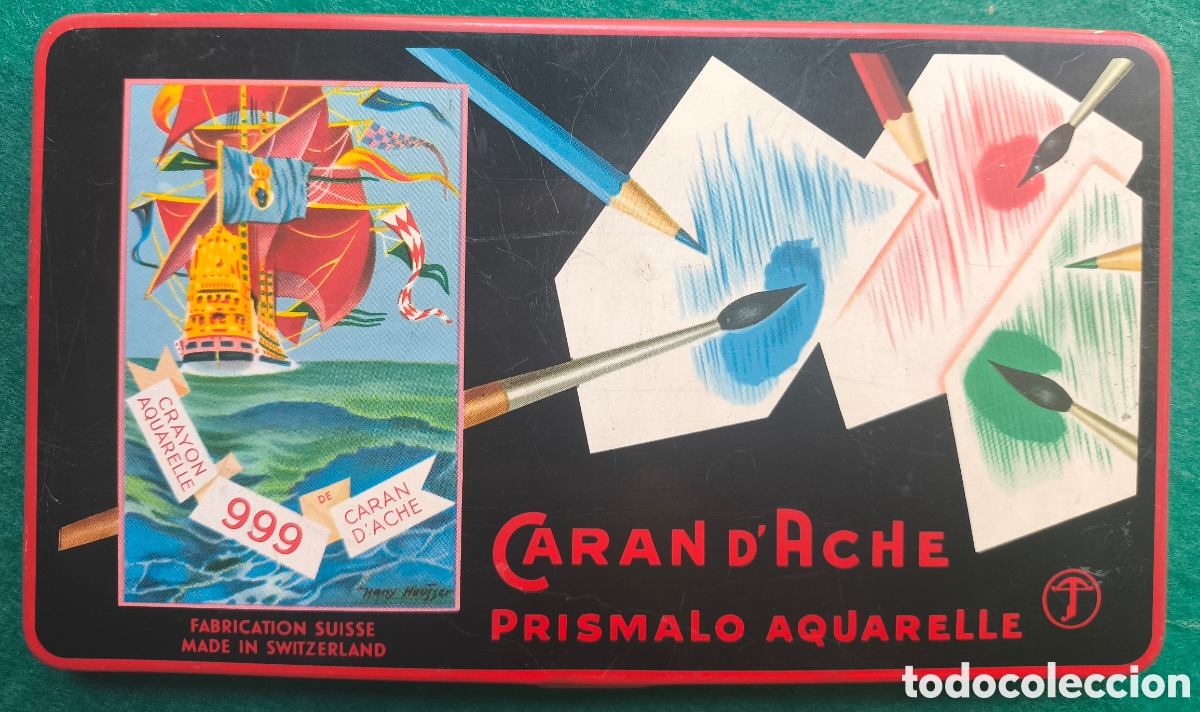 Escriban&iacute;a: CARAN D'ACHE LATA LITOGRAFIADA L&Aacute;PICES COLOR PRISMALO ACUARELA GERMANY C. 1955
