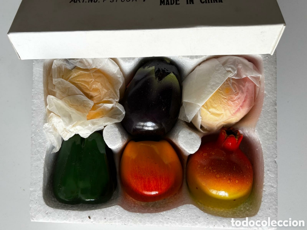 Escriban&iacute;a: Antigua caja 6 SACAPUNTAS pencil shapener CER&Aacute;MICA frutas NUEVA colecci&oacute;n afila l&aacute;pices afilal&aacute;pices