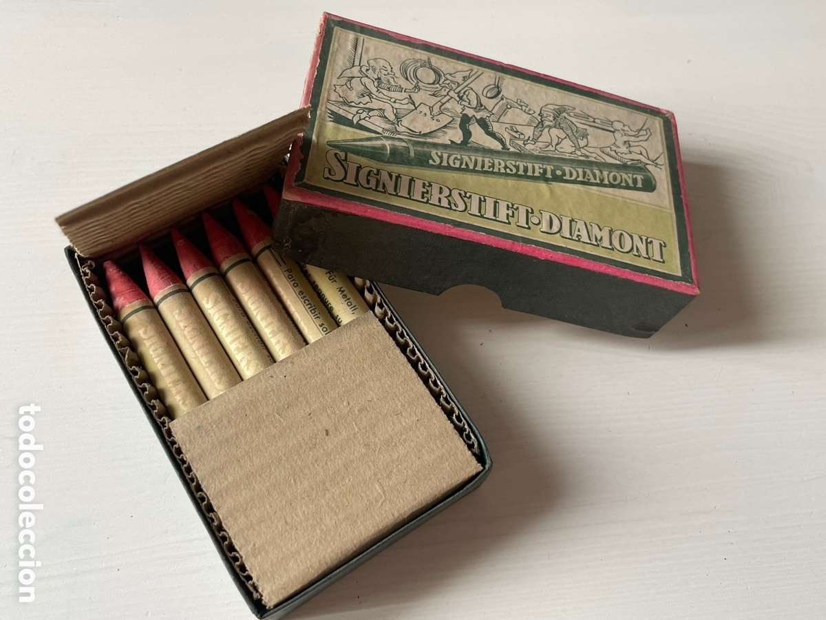 Escriban&iacute;a: Caja de ceras Signierstift Diamont. Rojo. A&ntilde;os 40.