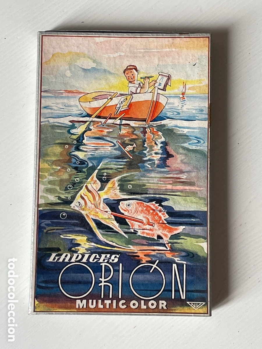 Escriban&iacute;a: Caja de colores. Ori&oacute;n. Multicolor. A&ntilde;os 40.