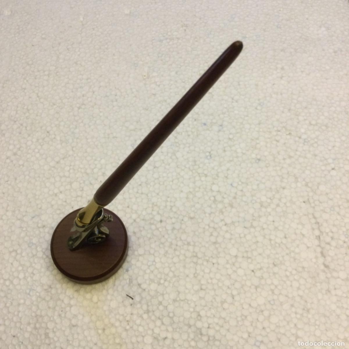 Escriban&iacute;a: Apoya pluma en plata / bronce y madera de raiz. Bortoletti. NUEVO - Foto 2