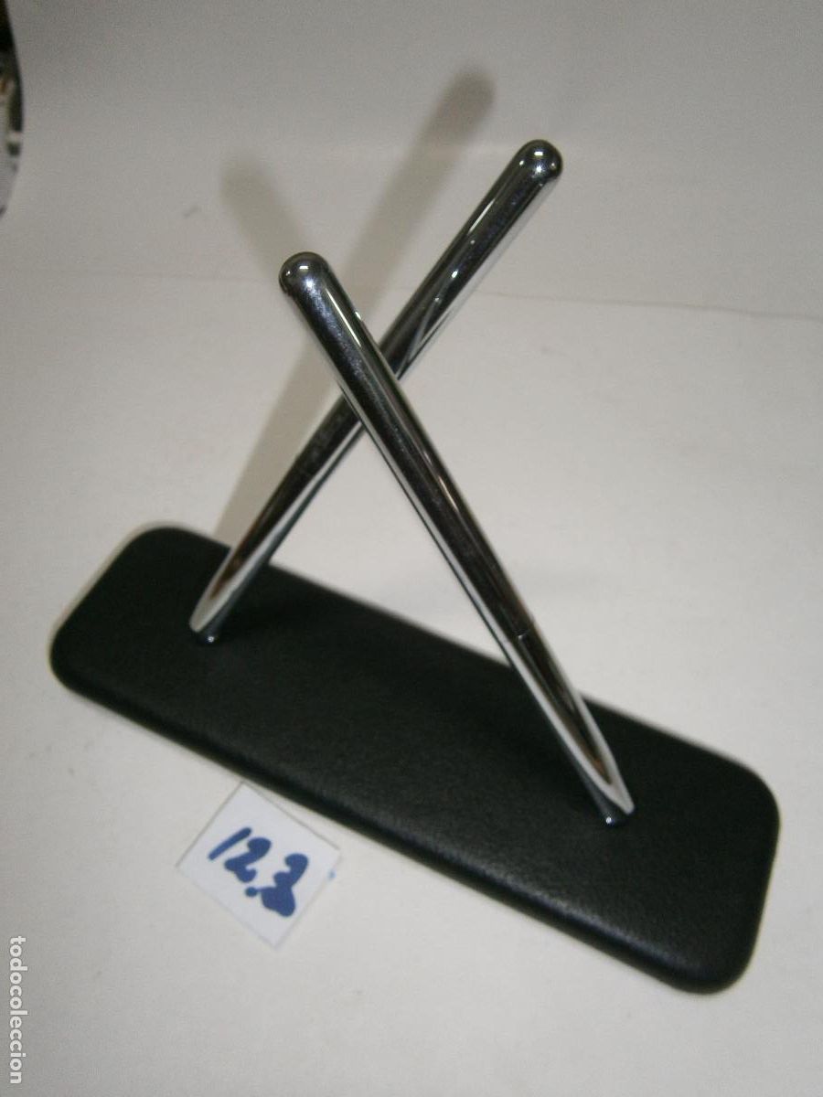 Escriban&iacute;a: ANTIGUO ARTICULO OFICINA NUEVO SIN USAR - ELDON - SET BOLIGRAFOS ESCRITORIO METAL PLATEADO A&Ntilde;OS 80