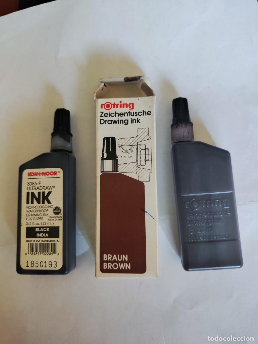 Escriban&iacute;a: CAJA Y 2 BOTES TINTA NEGRA Y MARRON ROTRING . - Foto 1