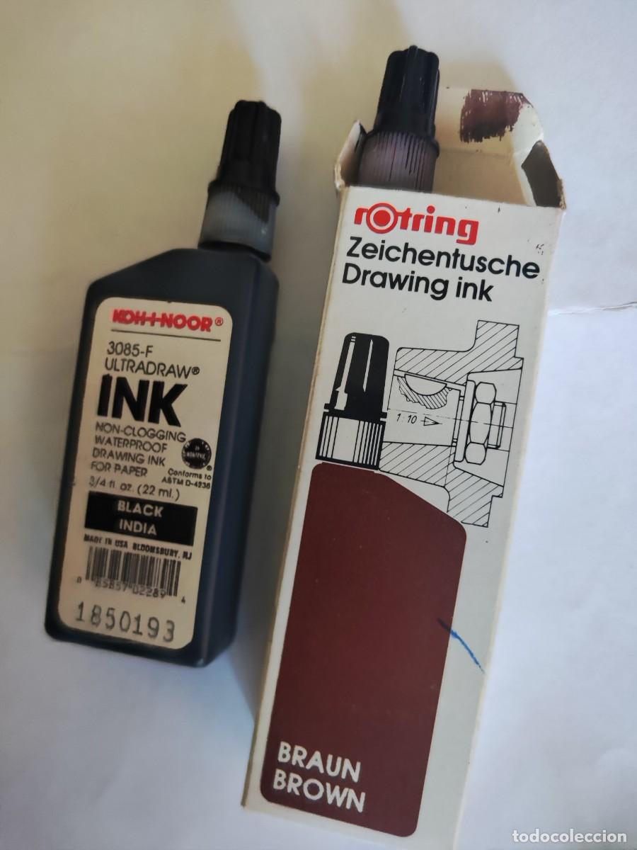 Escriban&iacute;a: CAJA Y 2 BOTES TINTA NEGRA Y MARRON ROTRING . - Foto 2