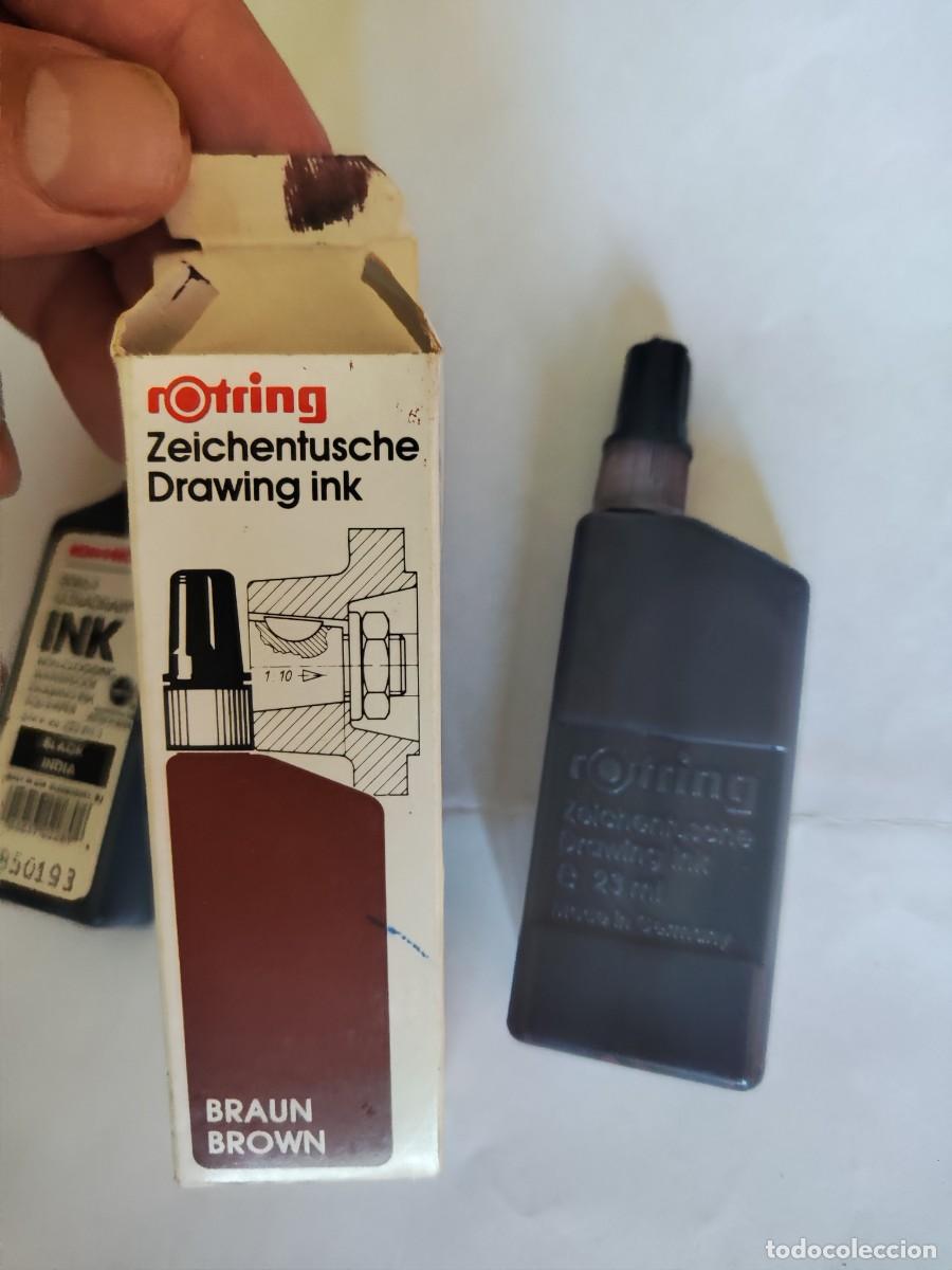 Escriban&iacute;a: CAJA Y 2 BOTES TINTA NEGRA Y MARRON ROTRING . - Foto 4
