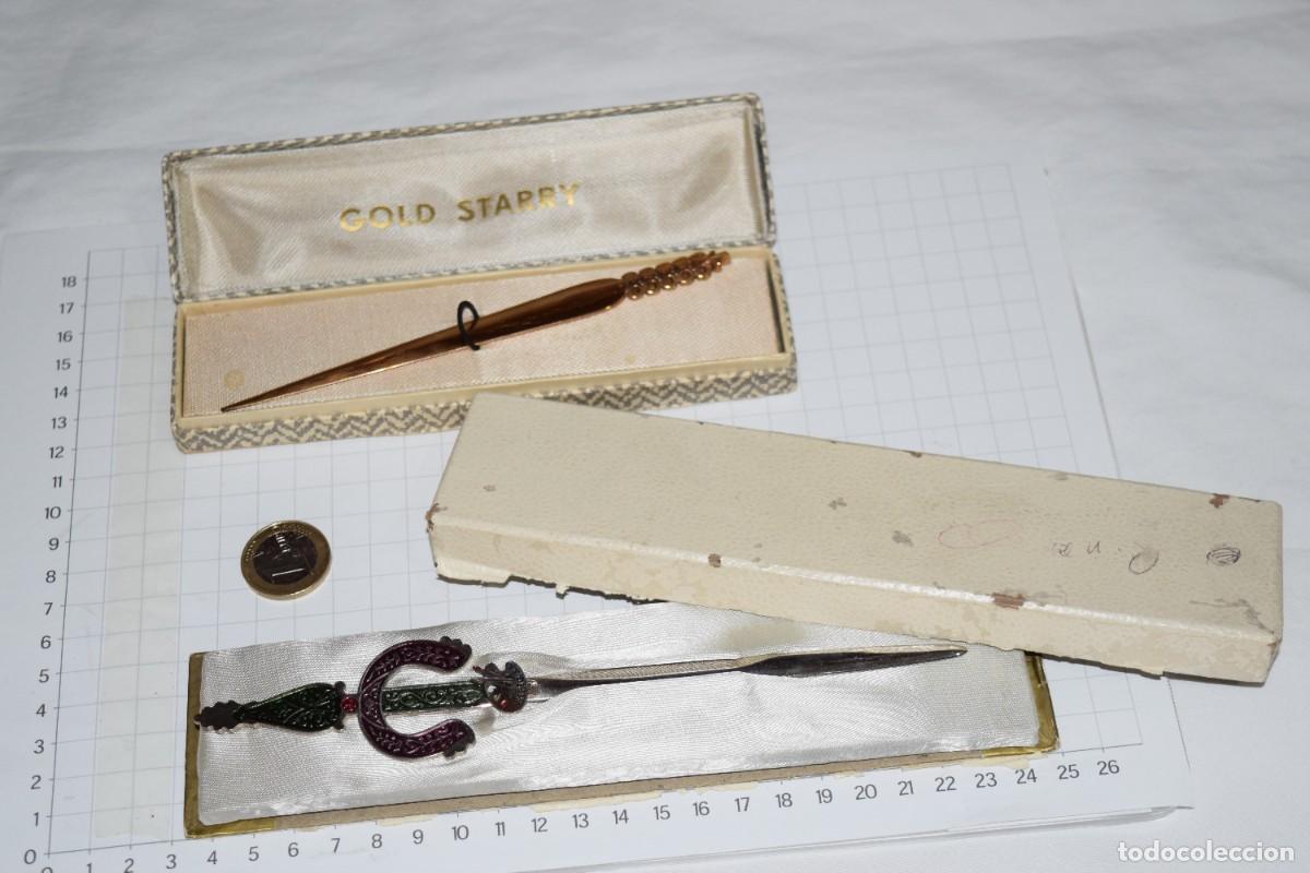 Escriban&iacute;a: Vintage, 2 antiguos ABRECARTAS - Pinturas y Barnices SIRO S.A. y GOLD STARRY - &iexcl;Mira fotos/detalles!