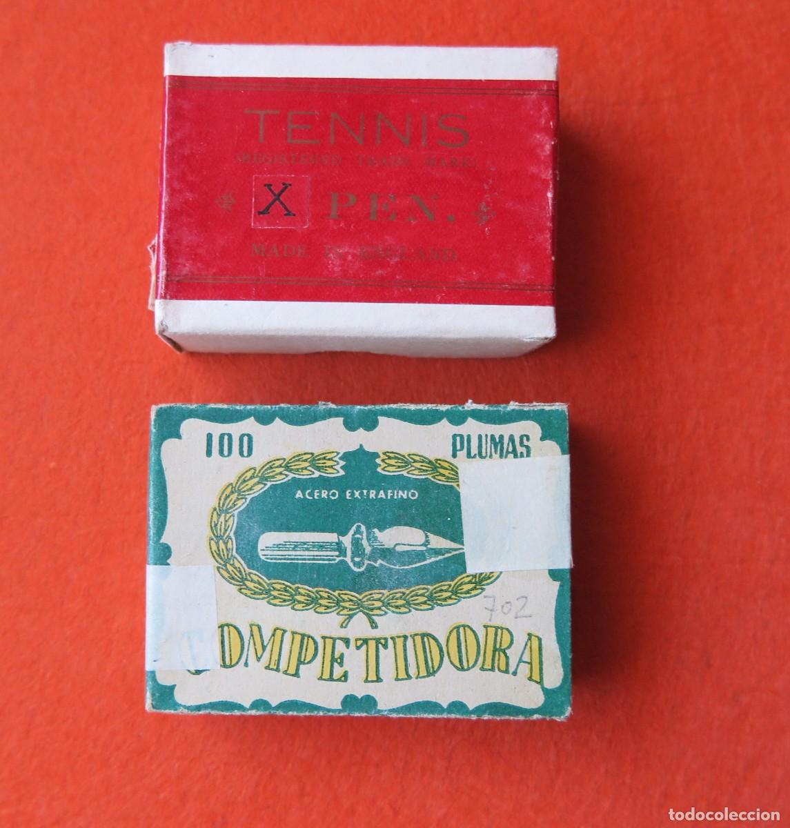 Escriban&iacute;a: 2 CAJAS DE PLUMLLAS NUEVAS PRECINTADAS VINTAGE DE MITAD SIGLO XX