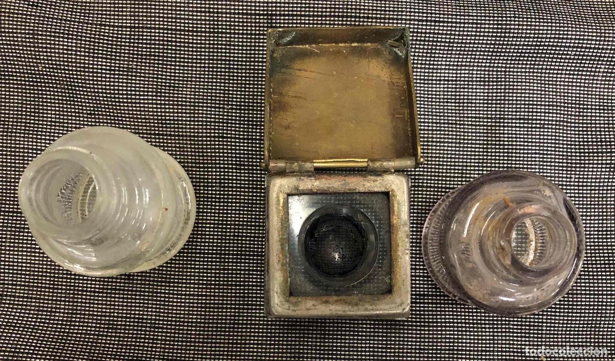Escriban&iacute;a: LOTE DE 3 TINTEROS, CRISTAL MACIZO - Foto 2
