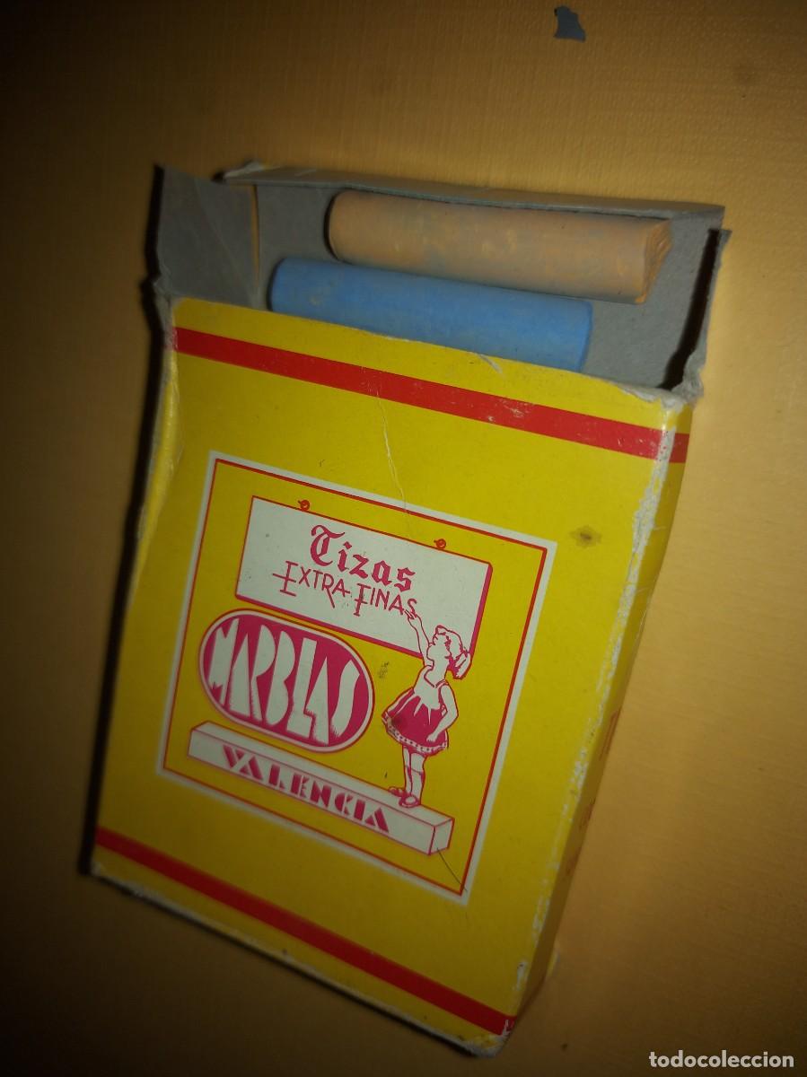 Escriban&iacute;a: Caja con tizas de colores Marblas Valencia a&ntilde;os 70