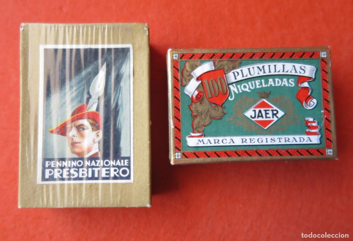 Escriban&iacute;a: 2 CAJAS DE PLUMLLAS NUEVAS PRECINTADAS VINTAGE DE MITAD SIGLO XX
