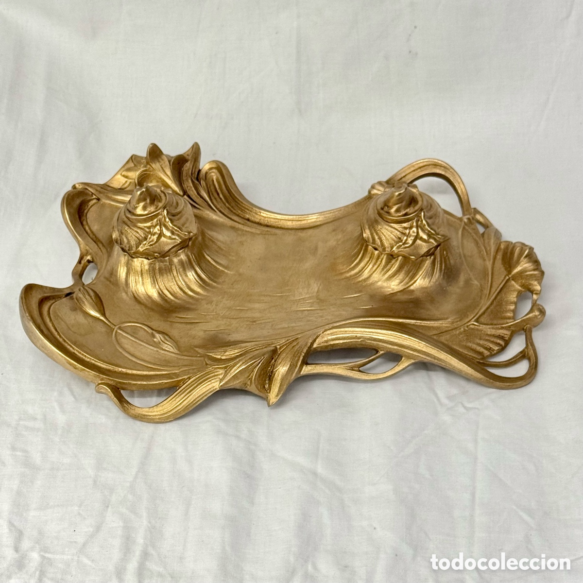 Schreibwaren: ANTIGUO TINTERO BRONCE ART NOUVEAU 1900 JUGENDSTIL JAPY FRERES ESCRITORIO ESCRIBANIA ESTILOGRAFICA