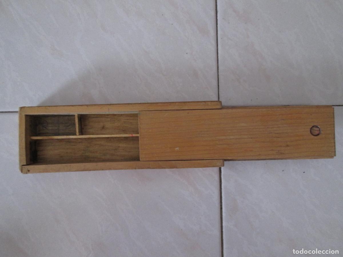 Escriban&iacute;a: ANTIGUO PLUMIER DE MADERA - 23x7,5x3 cm - Foto 2